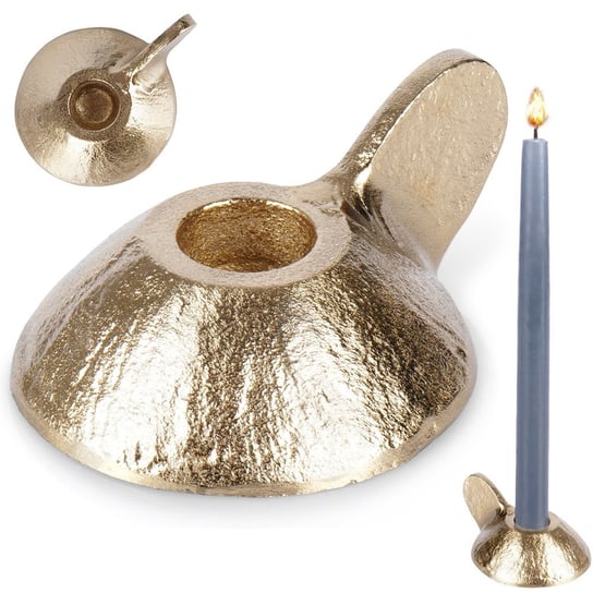 Świecznik aluminiowy złoty stojak podstawka na świeczkę z uchwytem Home Styling Collection