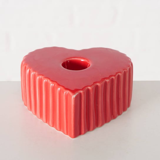 Świecznik ceramiczny na długą świecę w kształcie serca ANIMA, 4 x 9 cm Boltze Home