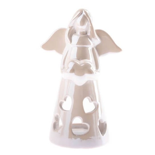 Świecznik ceramiczny na tealighty, ANIOŁ, biały Dakls