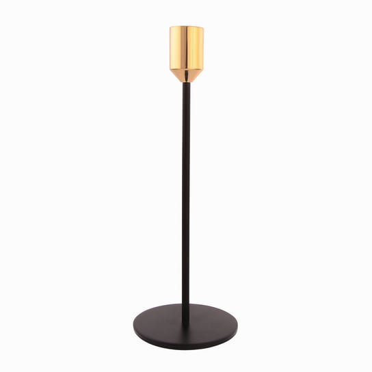 Świecznik cienki ALTOMDESIGN, czarny ze złotym wykończeniem, 8x22 cm ALTOMDESIGN