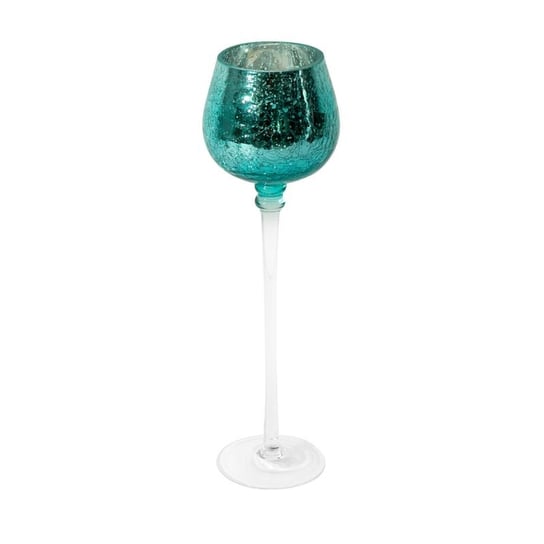 Świecznik dekoracyjny kielich szklany turkusowy 9x30 VERRE Eurofirany