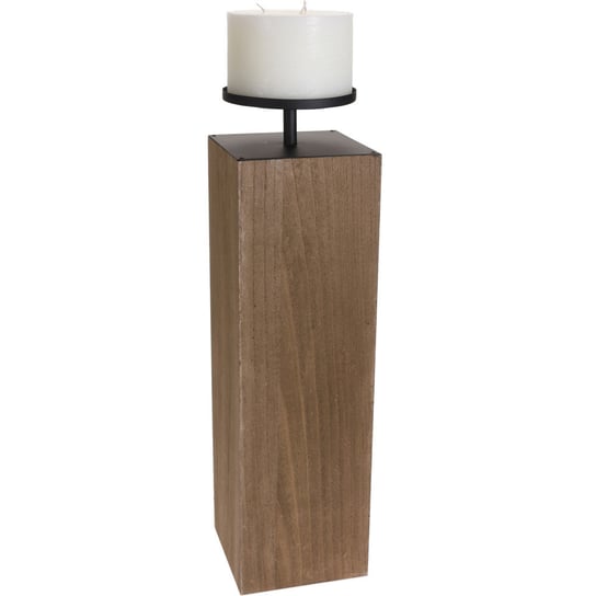 Świecznik drewniany, 17x17x56 cm Home Styling Collection