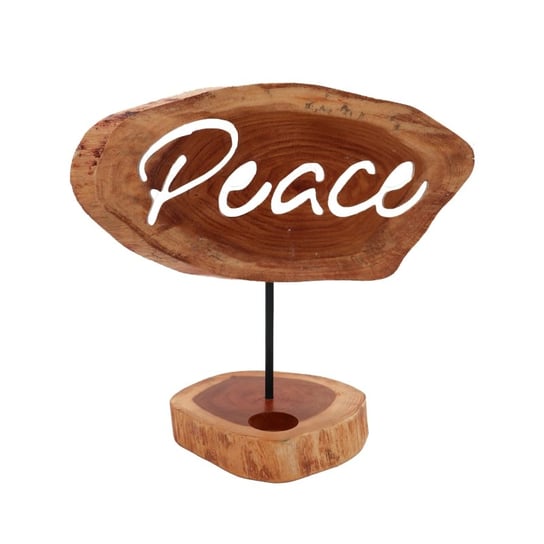Świecznik Drewniany Stojący – Napis Peace AWGifts