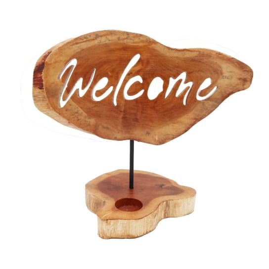 Świecznik Drewniany Stojący – Napis Welcome AWGifts