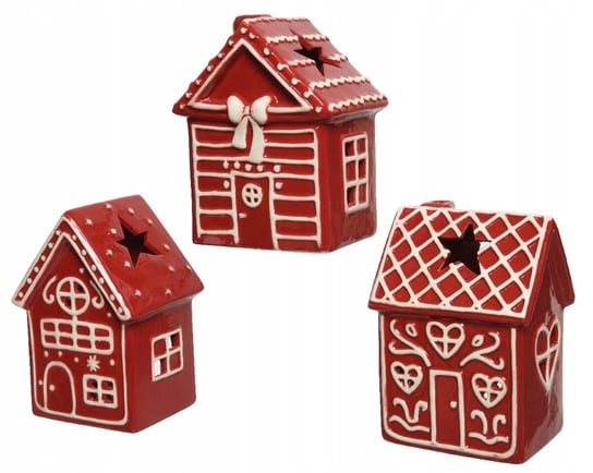 Świecznik figurka świąteczna czerwony domek 18 x 11 x 13 cm 1szt Kaemingk