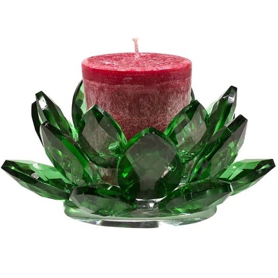Świecznik Lotos kryształowa zieleń  11 x 5,5 cm Phoenix Import