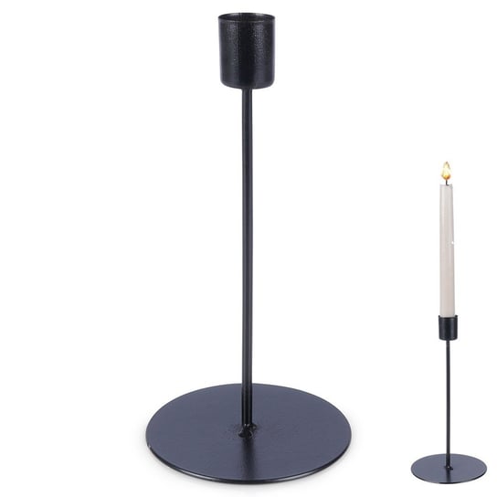 Świecznik metalowy czarny stojak na długą świeczkę stół dekoracyjny 20 cm Vilde