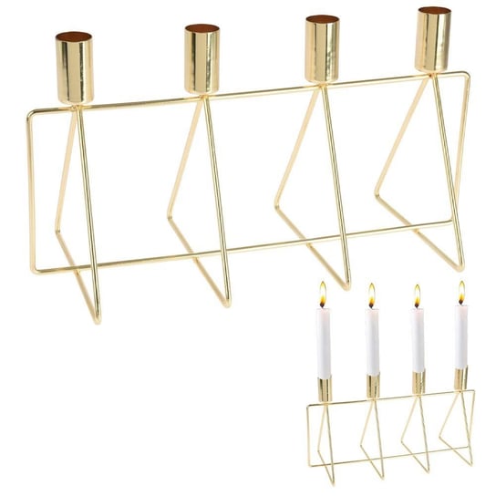 Świecznik na 4 świece metalowy złoty podstawka pod świecę na świeczki loft adwentowy Home Styling Collection