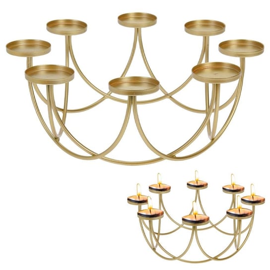Świecznik na 8 tealigt podstawka pod świeczkę metalowy złoty loft 8 sztuk Home Styling Collection