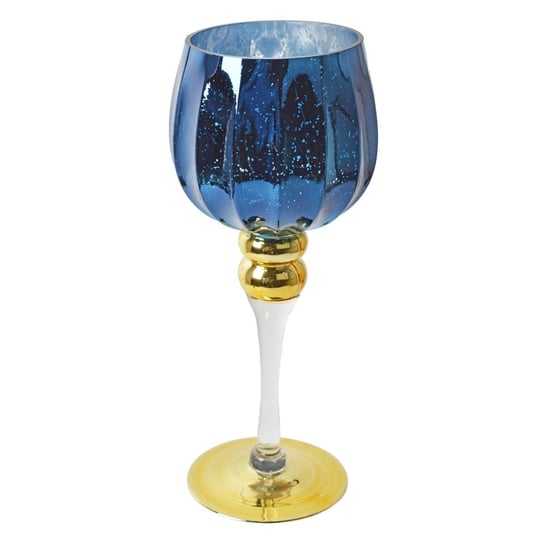 Świecznik - niebieski kielich blue-gold 30 cm Duwen
