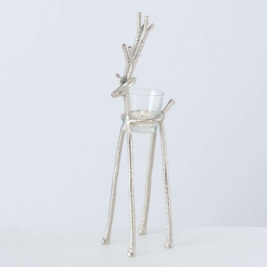 Świecznik Reindeer 37cm silver, 9 x 13 x 37cm Dekoria