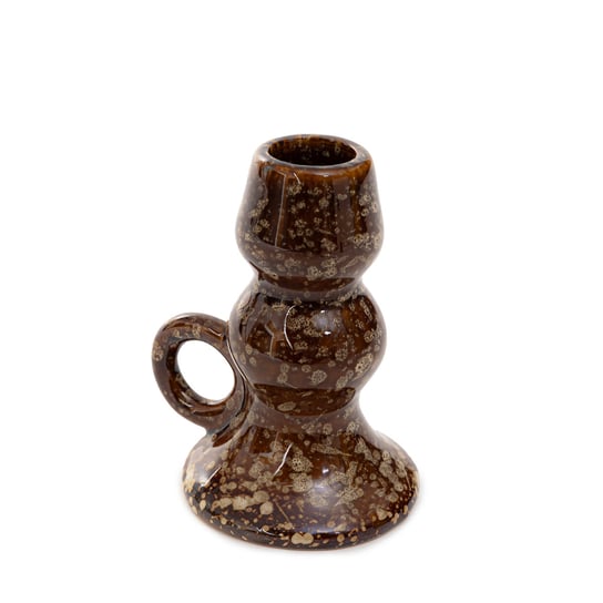 Świecznik ROLO ceramiczny brązowy 8,5x7x10,5 cm HOMLA Homla