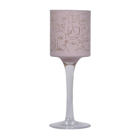 Świecznik — różowy kielich ze wzorem Komer 20 cm Duwen