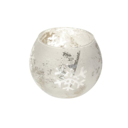 Świecznik Snowflakes, biały, 12 cm Dekoria