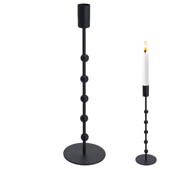 Świecznik stojak podstawka na świecę świeczkę czarny matowy loft 30 cm Vilde