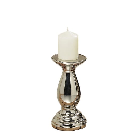 Świecznik stołowy, srebrny, 20 cm Dekoria