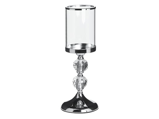 Świecznik szklany 36 cm srebrny COTUI Beliani
