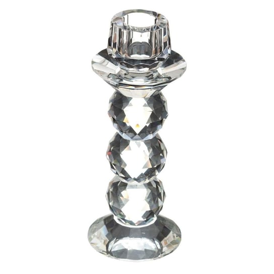 Świecznik szklany ATMOSPHERA, srebrny, 16 cm Atmosphera