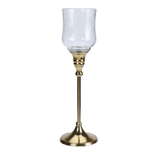Świecznik szklany na złotej nodze 29cm H&S Decoration