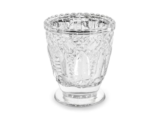 Świecznik szklany, srebrny, 4 sztuki PartyDeco