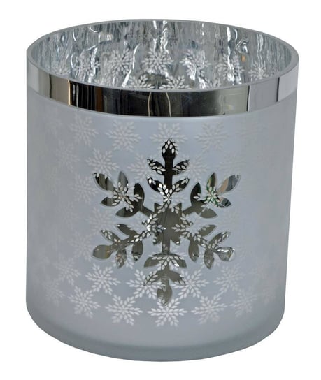 Świecznik szklany ze srebrną śnieżynką maxi Inna marka
