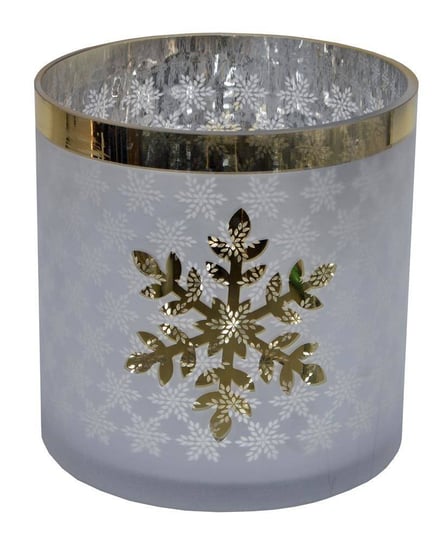 Świecznik szklany ze złotą śnieżynką duży Inna marka