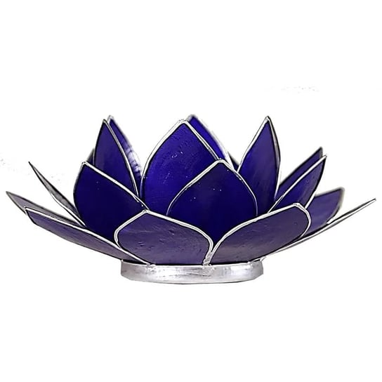 Świecznik tealight podgrzewacz kwiat lotosu czakra indygo srebrne 13,5cm Phoenix Import