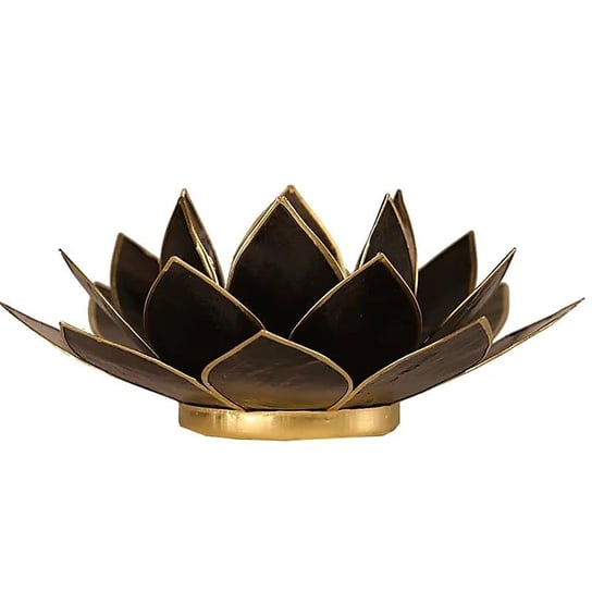 Świecznik tealight podgrzewacz kwiat lotosu czarne złoto 13,5 cm Inna marka