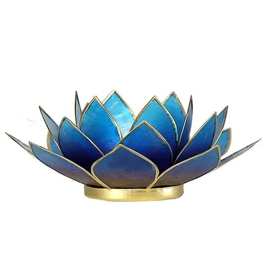 Świecznik tealight podgrzewacz kwiat lotosu fioletowo niebieski 13,5cm Phoenix Import