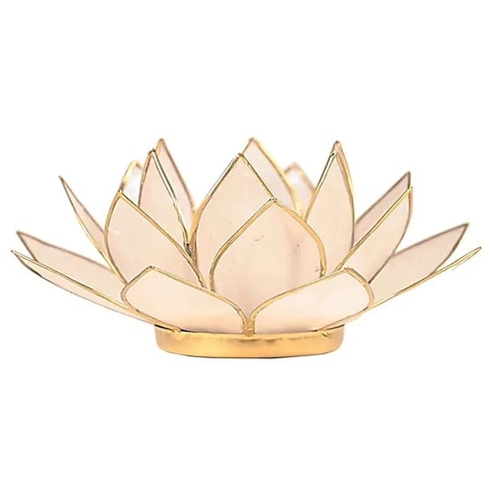 Świecznik tealight podgrzewacz kwiat lotosu naturalne złoto 13,5 cm Phoenix Import