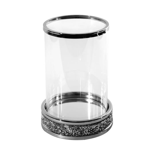 Świecznik ze szklanym kloszem SUZIE 17x25 srebrny Eurofirany