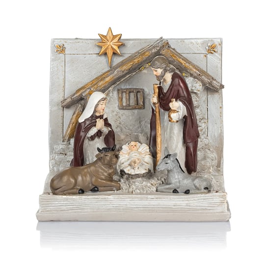 Święta Rodzina Figurka Świąteczna Dekoracja Świecąca Ozdoba LED Maryja Św. Józef Jezusek Zwierzęta | Bożonarodzeniowa Scena | Tradycyjna Dekoracja Na Święta Święte Miasto