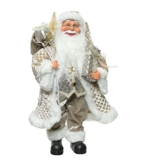 Święty Mikołaj Figurka Świąteczna Srebrna 30 Cm Kaemingk