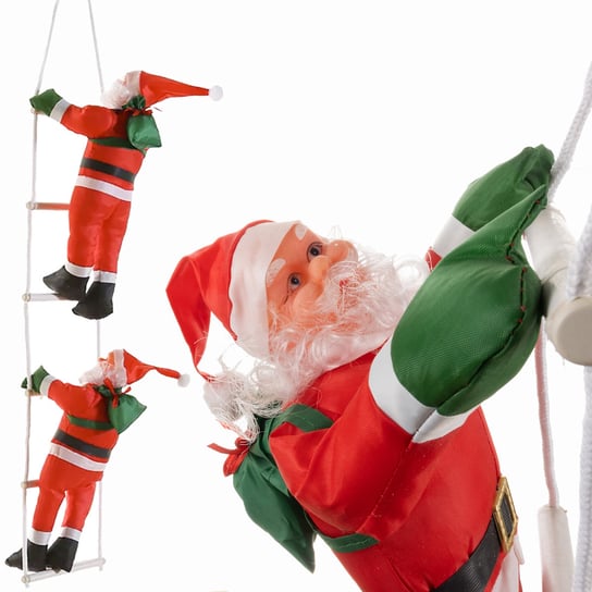 Święty Mikołaj na Drabinie Ozdoba 120cm Wchodzący Balkon Komin Świąteczny  RUHHY Ruhhy