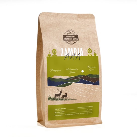 ŚWIEŻO PALONA KAWA ZIARNISTA ZAMBIA AAA 250G 100% ARABICA SPECIALITY Beskidzka Palarnia Kawy