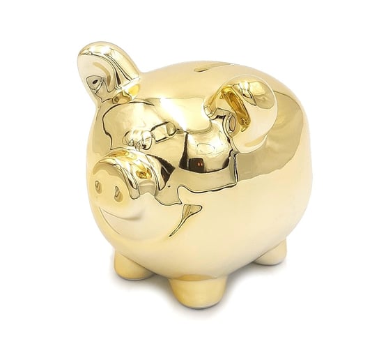 Świnka skarbonka złota figurka lustrzana glamour ceramiczna 13 cm Inny producent