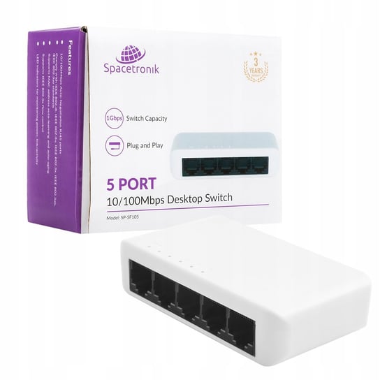 SWITCH 5 portowy 10/100M Fast Ethernet przełącznik LAN Spacetronik SP-SF105 Spacetronik