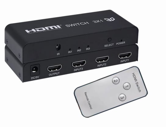 Switch HDMI 3in1 Rozgałęźnik 3x1 przejściówka Trójnik + Pilot Inna marka