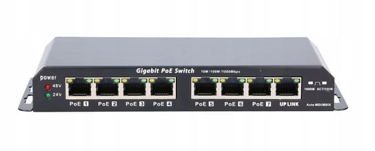 Switch PoE 7x Gigabit PoE KRATOS 24V 2.5A Moc 60W Extralink