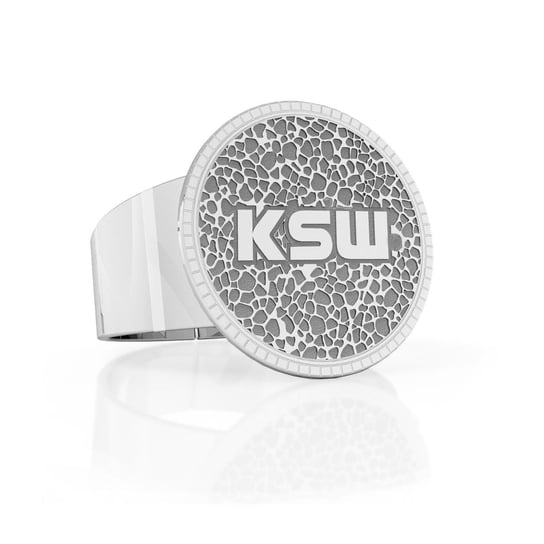 Sygnet ze wzorem, logo KSW, srebro 925 : Srebro - kolor pokrycia - Platyną GIORRE
