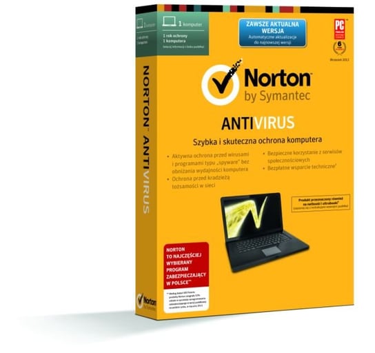Symantec Norton AntiVirus 2014 PL, DVD PKG, licencja na rok Symantec