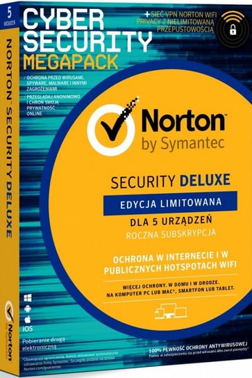 SYMANTEC Norton Security 3.0 DELUXE + WiFi Privacy 1.0 21386356, 1 użytkownik/5 urządzeń, 1 rok, PL Symantec
