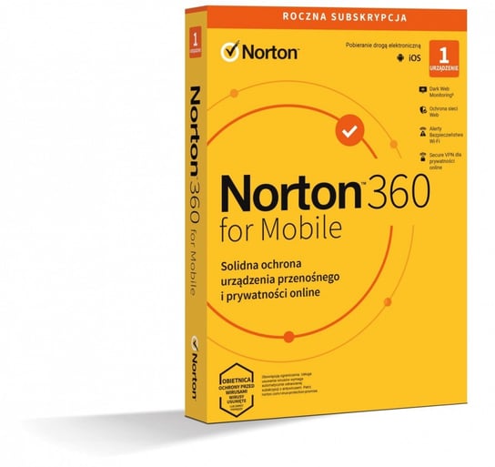 Symantec, Norton360 Mobile PL 1 użytkownik, 1 urządzenie, 1 rok 21426915 
