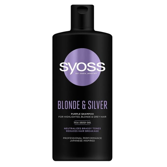 Syoss, Blonde & Silver Purple, szampon neutralizujący żółte tony do włosów blond i siwych, 440 ml Syoss