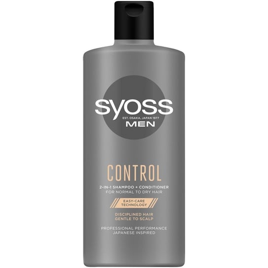 Syoss, Men Control, szampon dyscyplinujący do włosów normalnych i suchych 2w1, 440 ml Syoss
