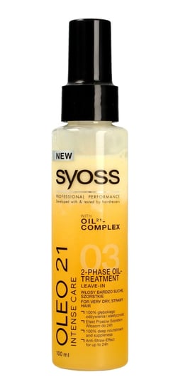 Syoss, Oleo 21, dwufazowy olejek-spray do włosów, 100 ml Syoss