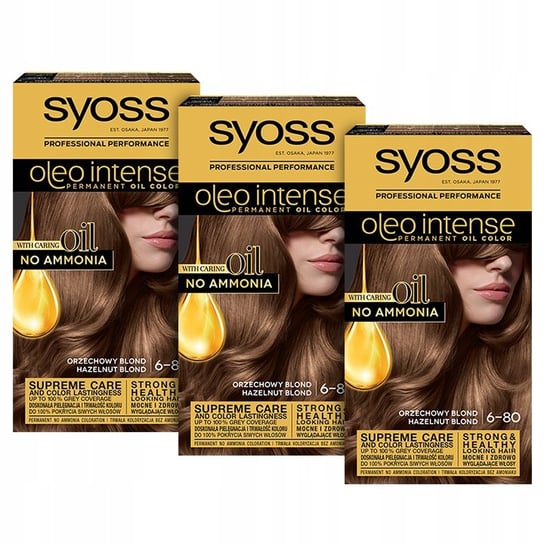 Syoss Oleo Intense Farba 6-80 Orzechowy Blond x 3 szt Syoss