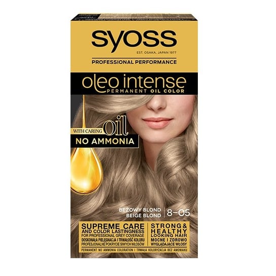 Syoss, Oleo Intense, farba do włosów, 8-05 Beżowy blond Syoss