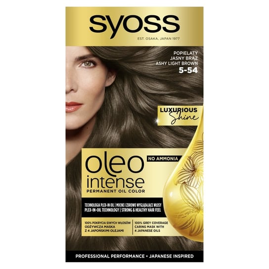 Syoss Oleo Intense, Farba Do Włosów Trwale Koloryzująca Z Olejkami, 5-54 Popielaty Jasny Brąz Syoss