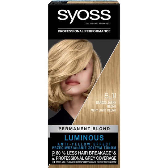 Syoss Permanent blond farba do włosów trwale koloryzująca 8_11 bardzo jasny blond Syoss